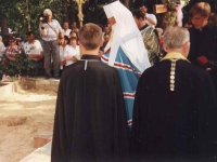 Uroczystość założenia kamienia w 1999 r.